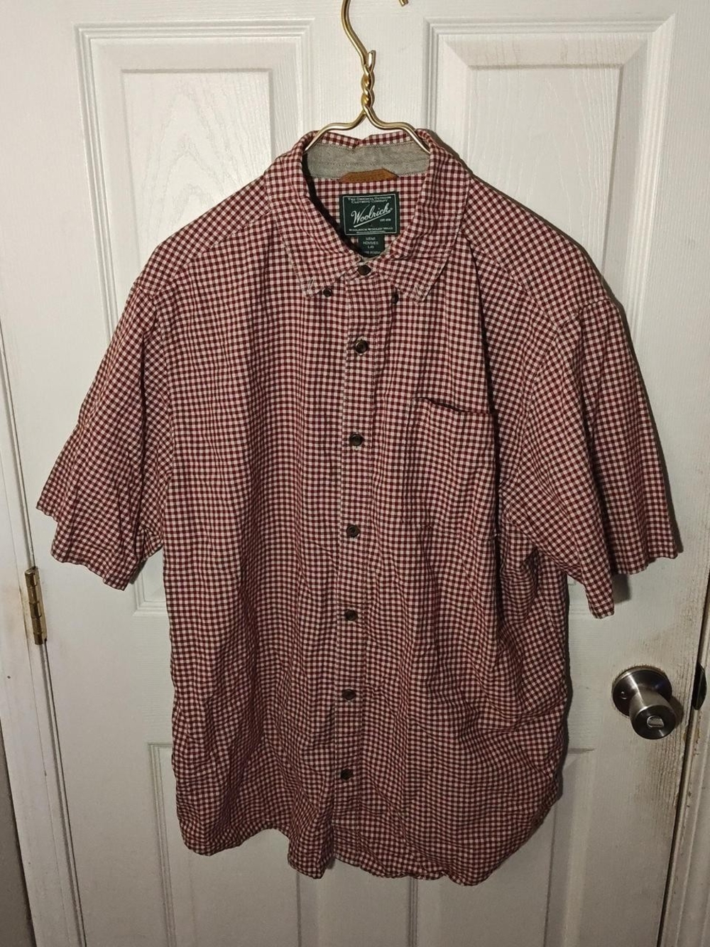 Woolrich Red and white Gingham Plaid Pattern Button-Up